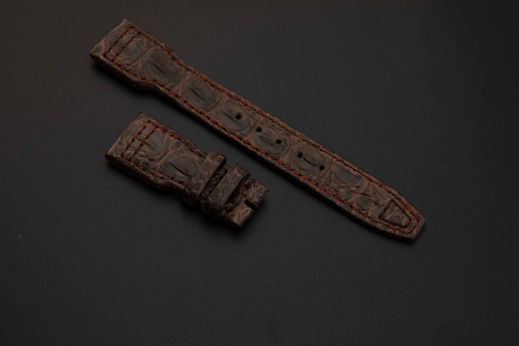 BROWN CROCODILE BELLY LEATHER STRAP