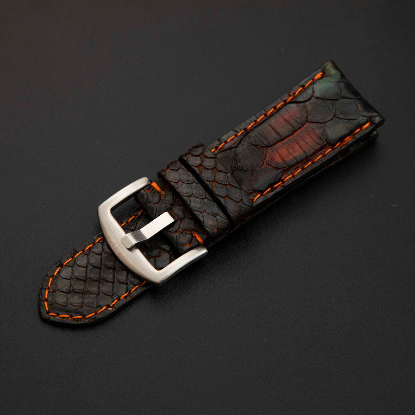 BLACK&BROWN PYTHON LEATHER STRAP