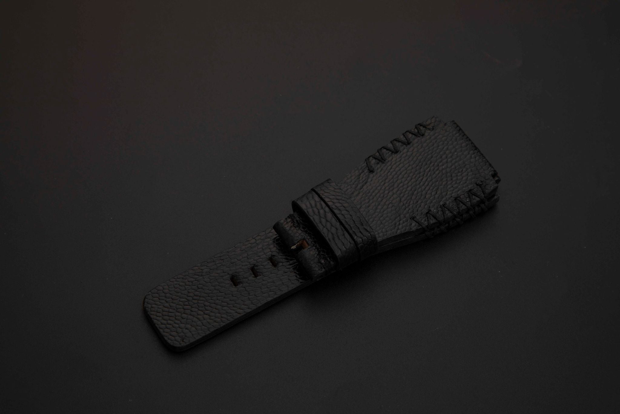 BLACK OSTRICH LEATHER STRAP