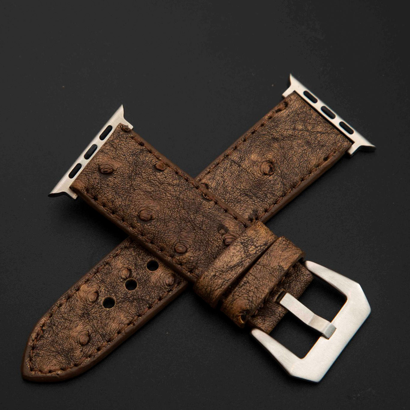 BROWN OSTRICH LEATHER STRAP