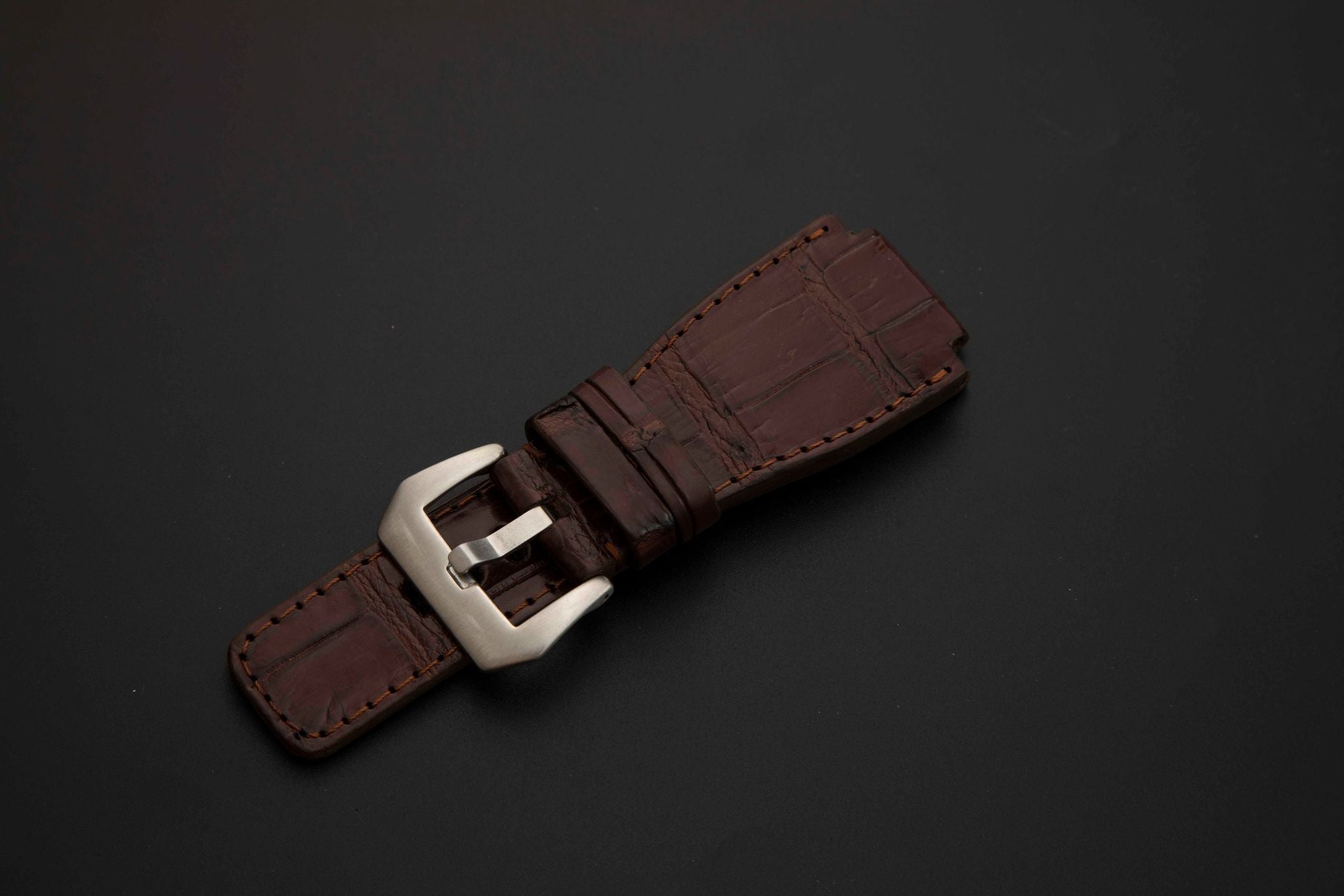 BROWN CROCODILE BELLY LEATHER STRAP
