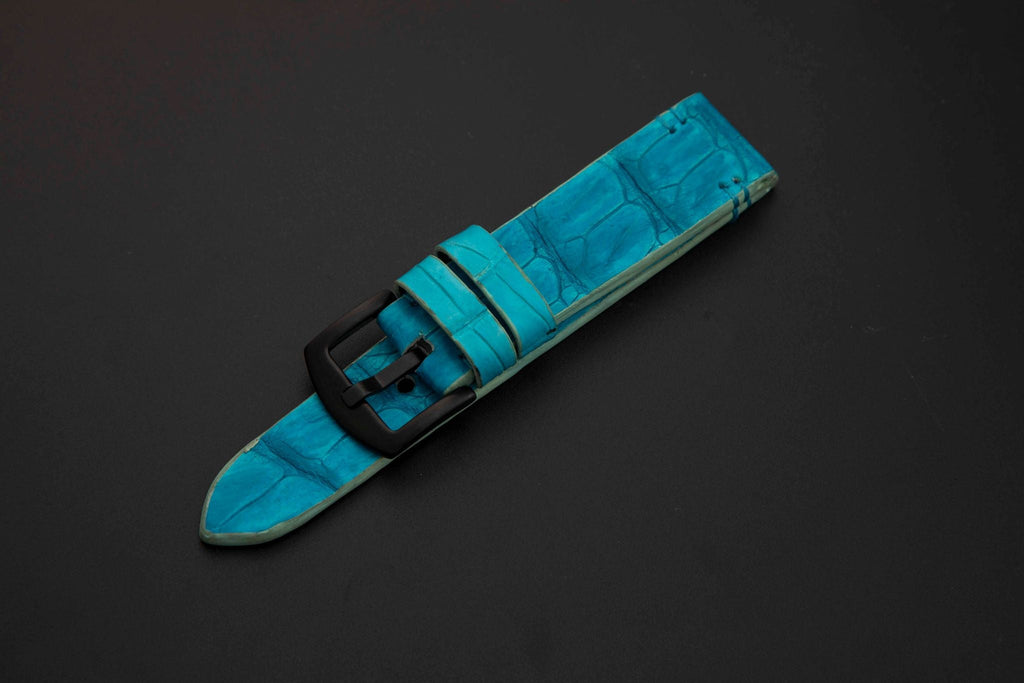 BLUE CROCODILE HORNBACK LEATHER STRAP