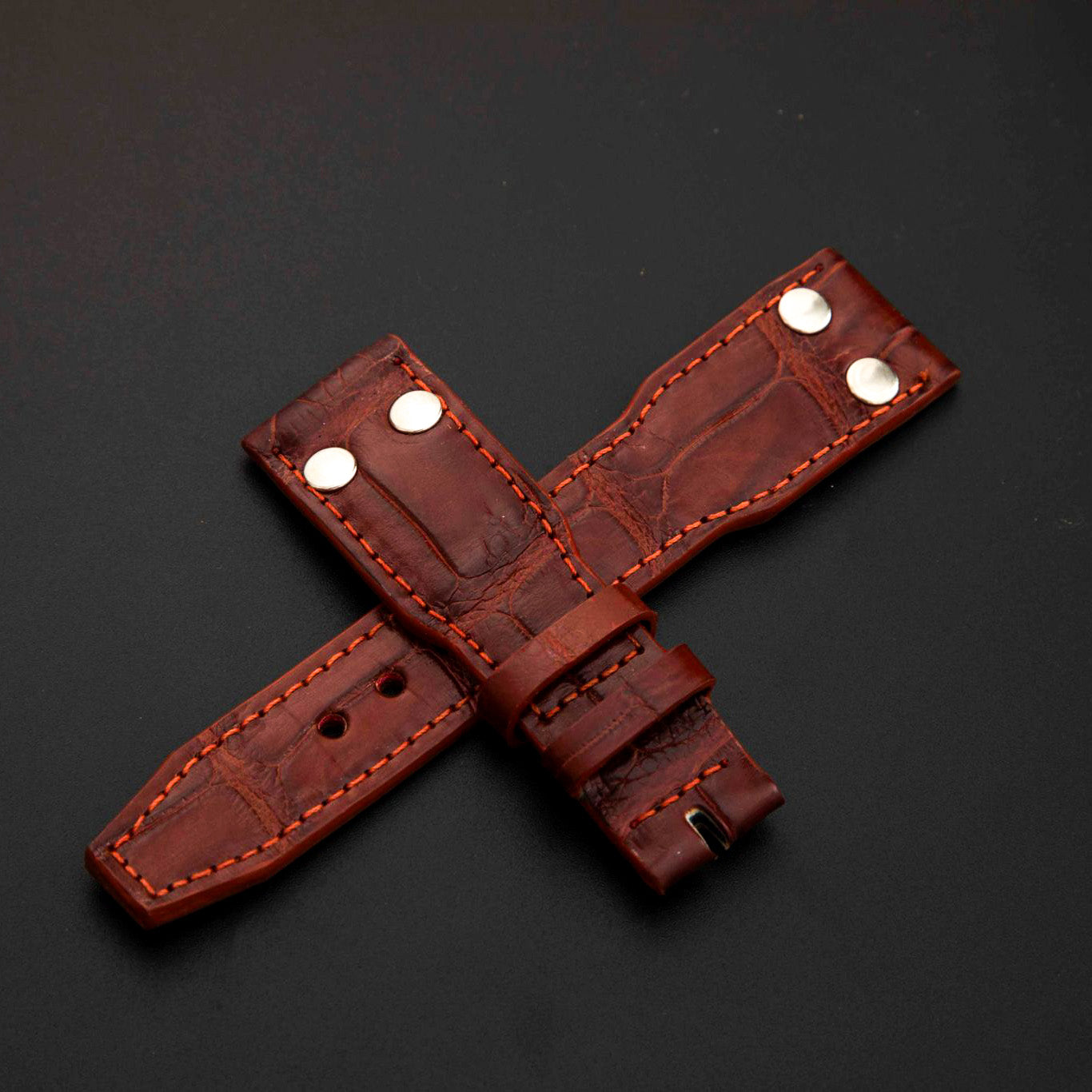 BROWN CROCODILE BELLY LEATHER STRAP
