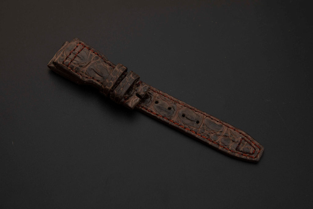 BROWN CROCODILE BELLY LEATHER STRAP