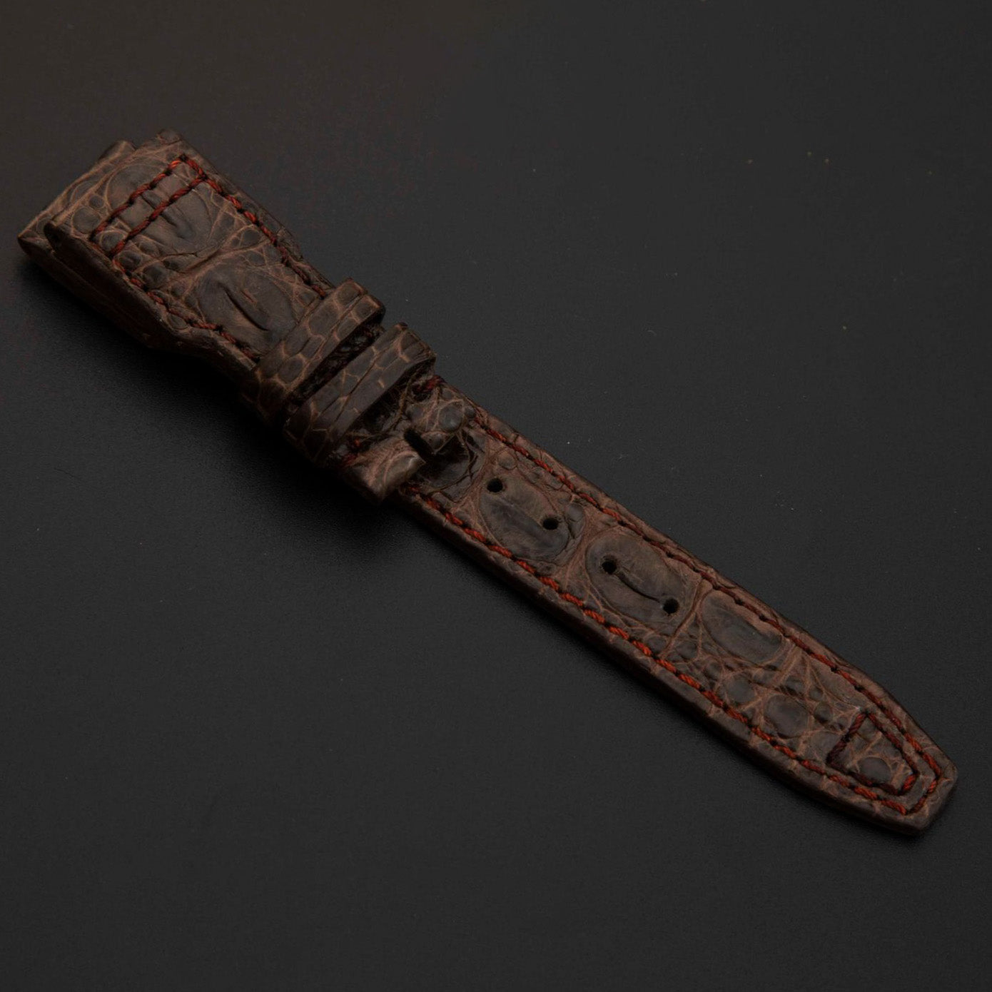 BROWN CROCODILE BELLY LEATHER STRAP
