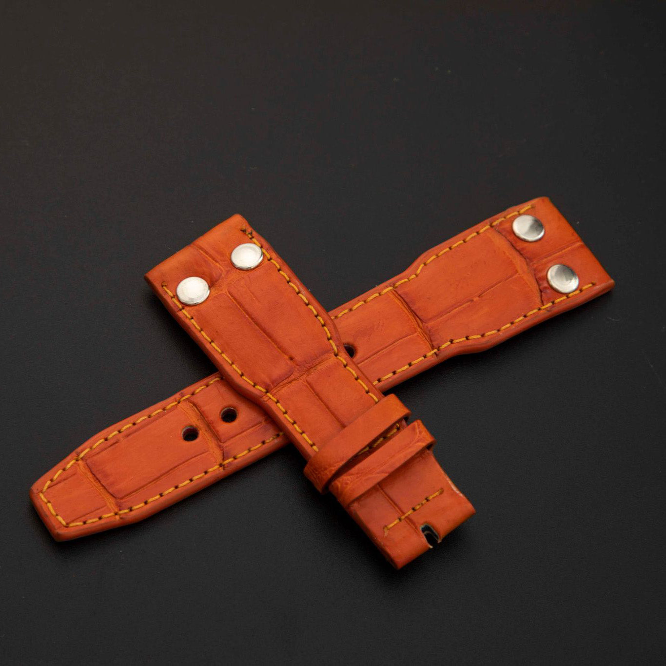 ORANGE CROCODILE BELLY LEATHER STRAP