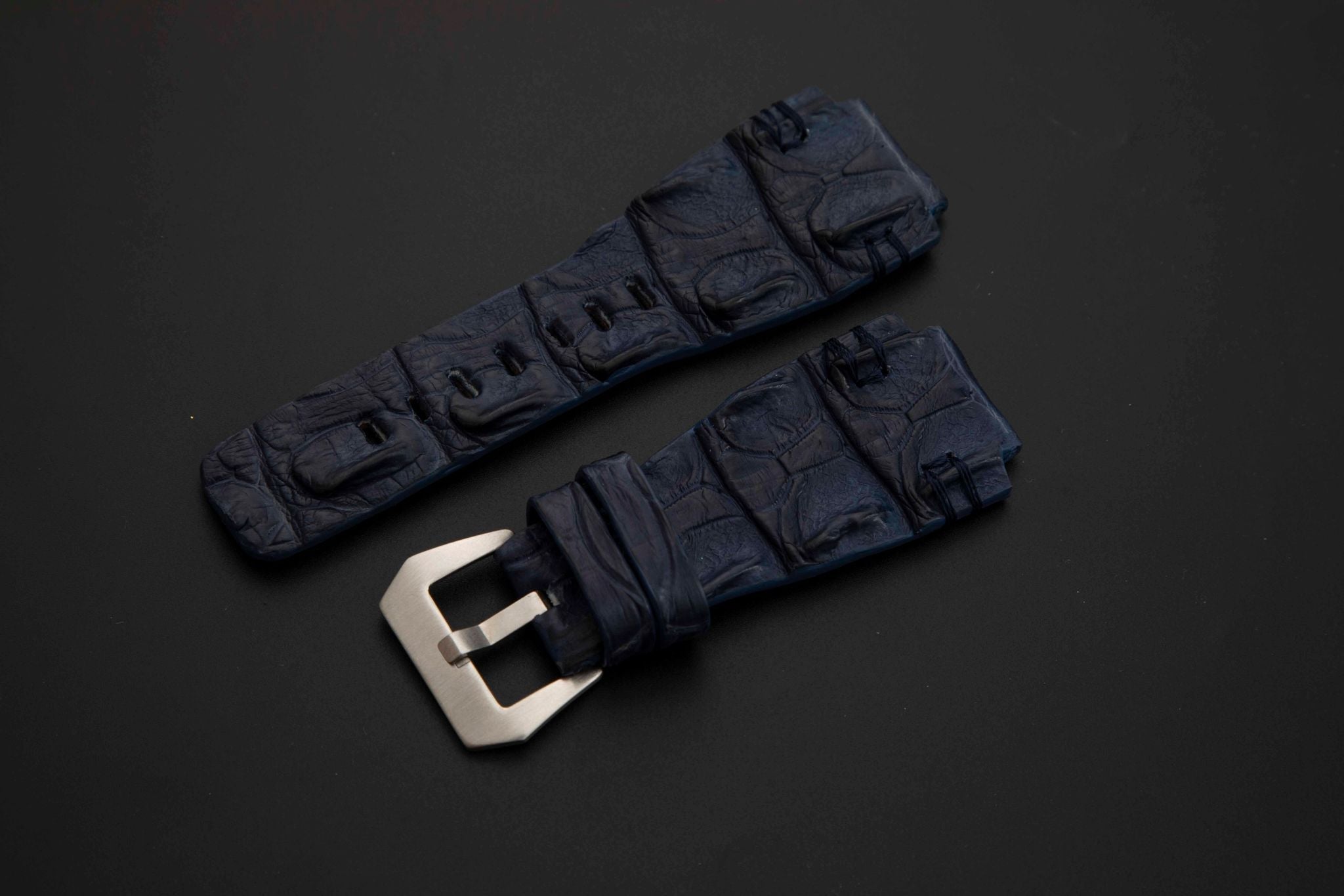 BLUE CROCODILE HORNBACK LEATHER STRAP