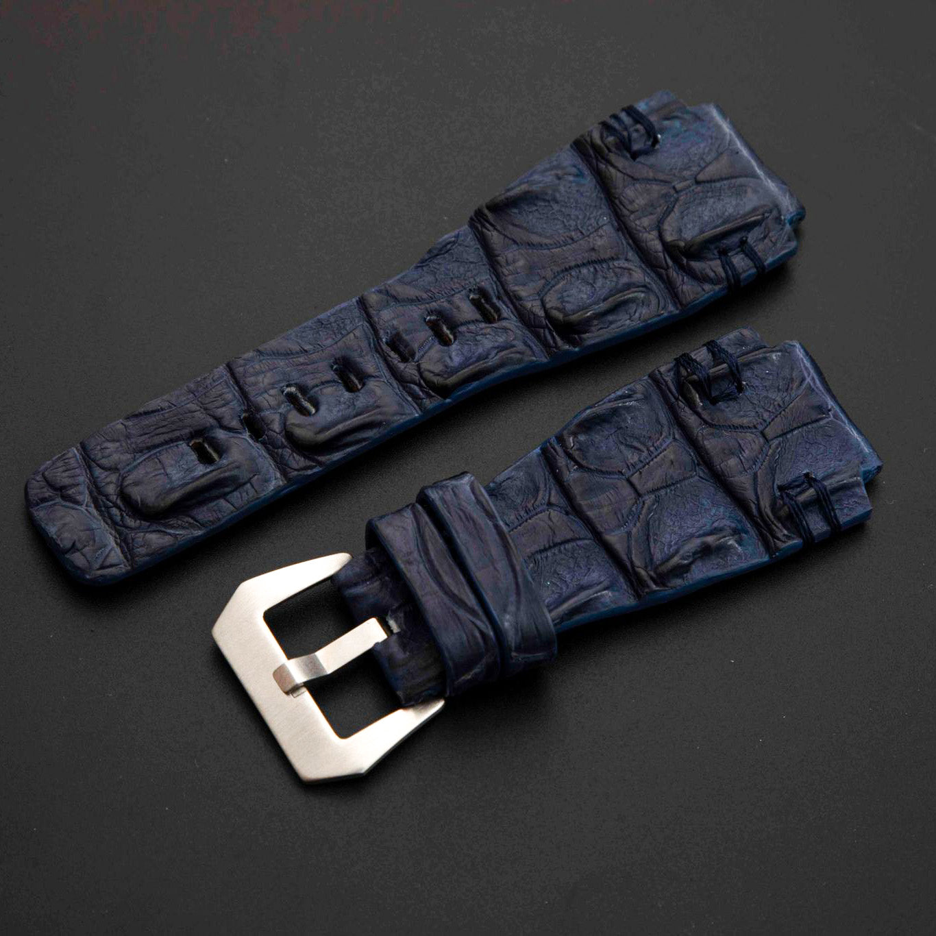 BLUE CROCODILE HORNBACK LEATHER STRAP