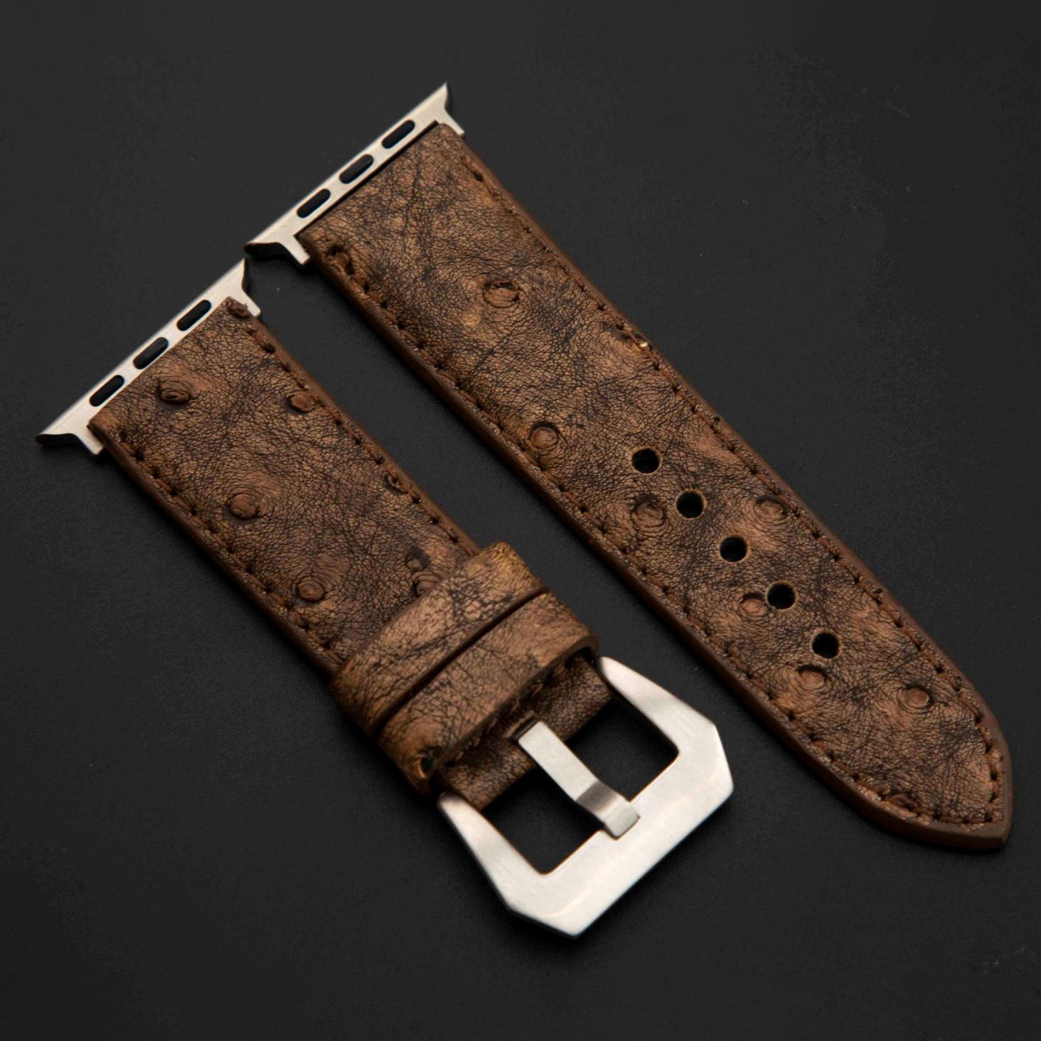 BROWN OSTRICH LEATHER STRAP