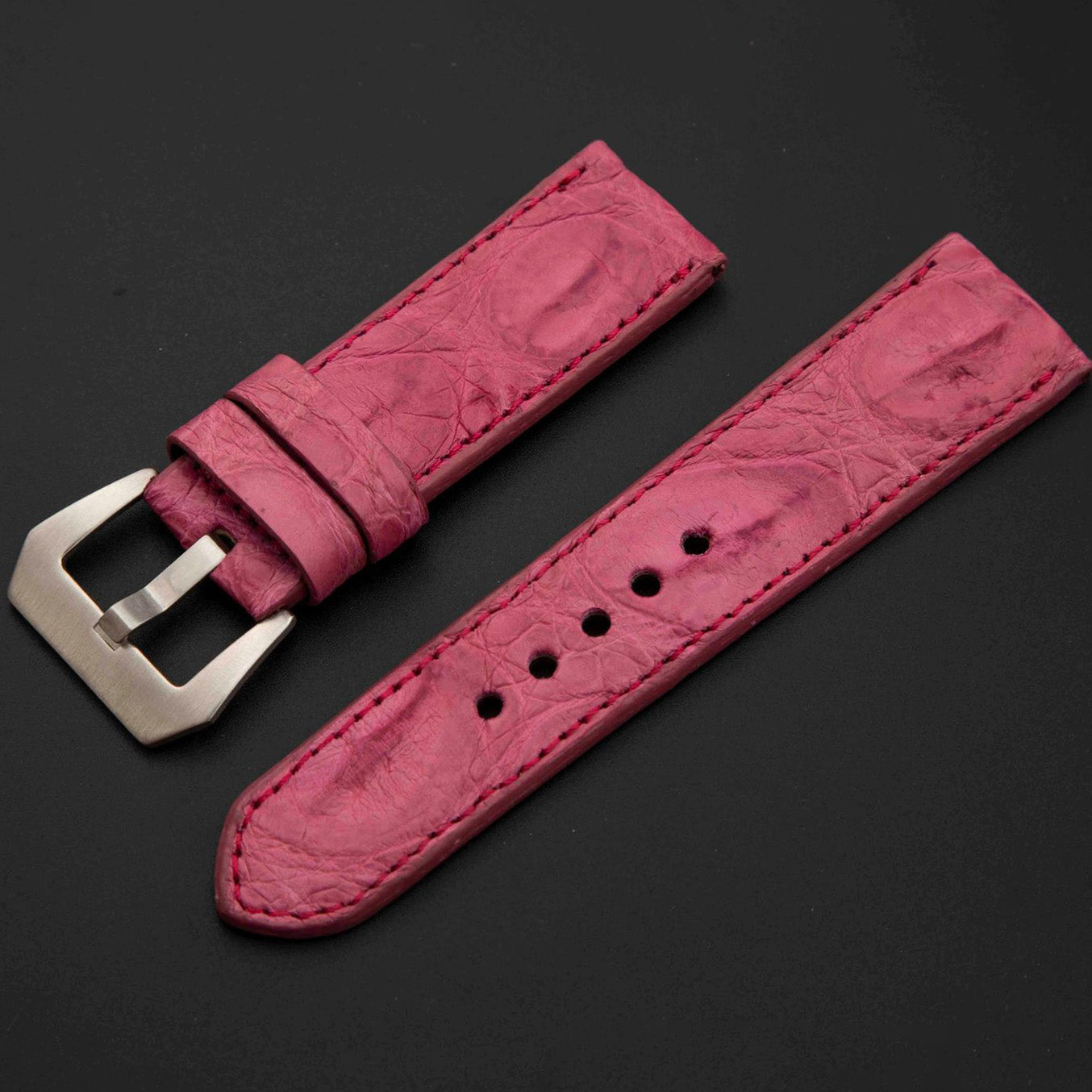 PINK CROCODILE HORNBACK LEATHER STRAP