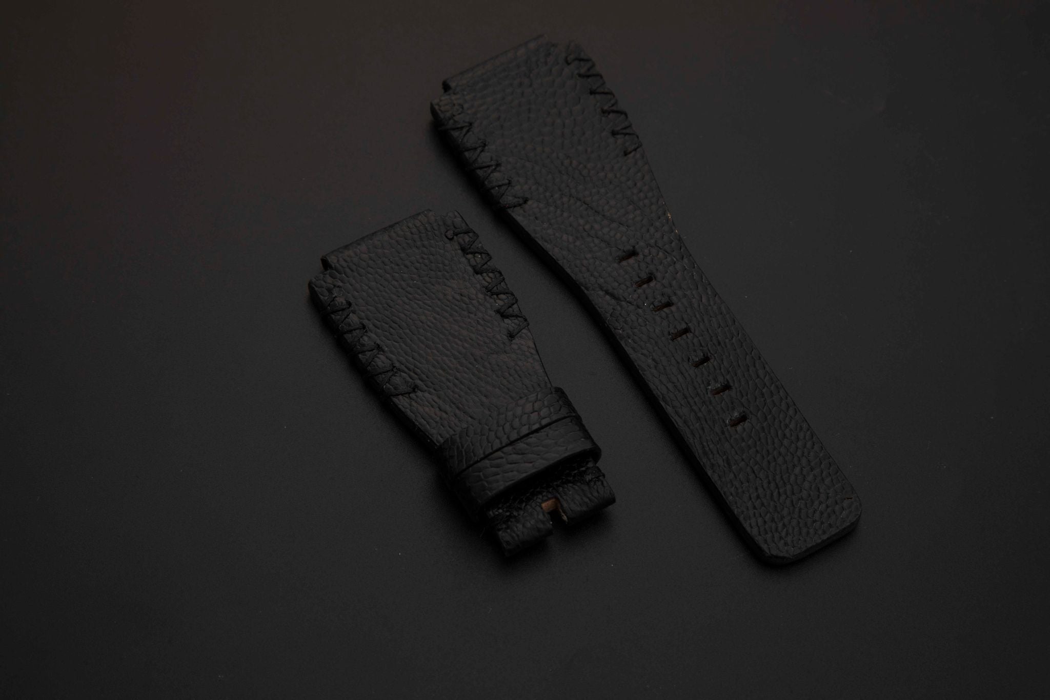BLACK OSTRICH LEATHER STRAP