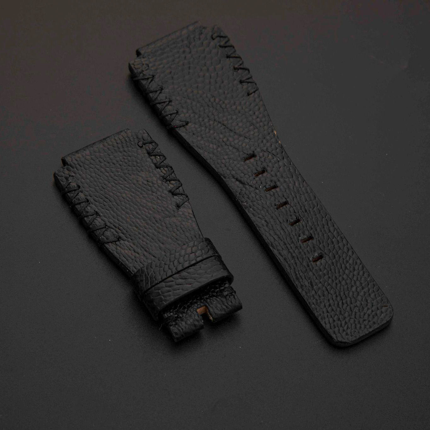 BLACK OSTRICH LEATHER STRAP