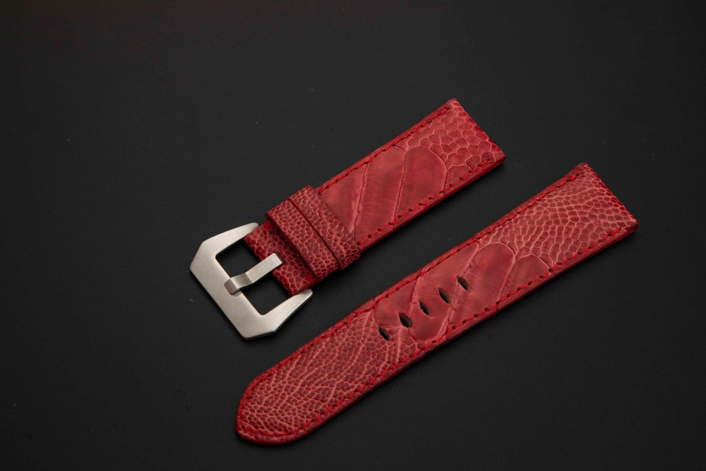 RED OSTRICH LEATHER STRAP