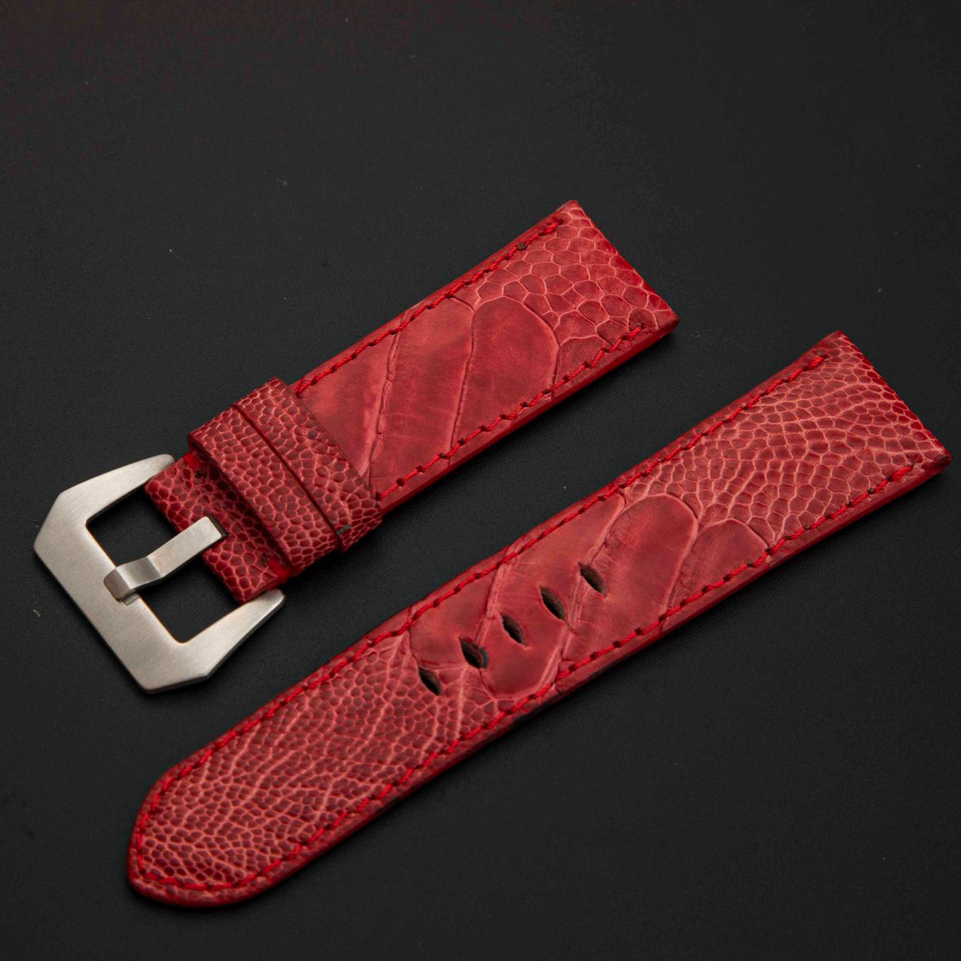 RED OSTRICH LEATHER STRAP
