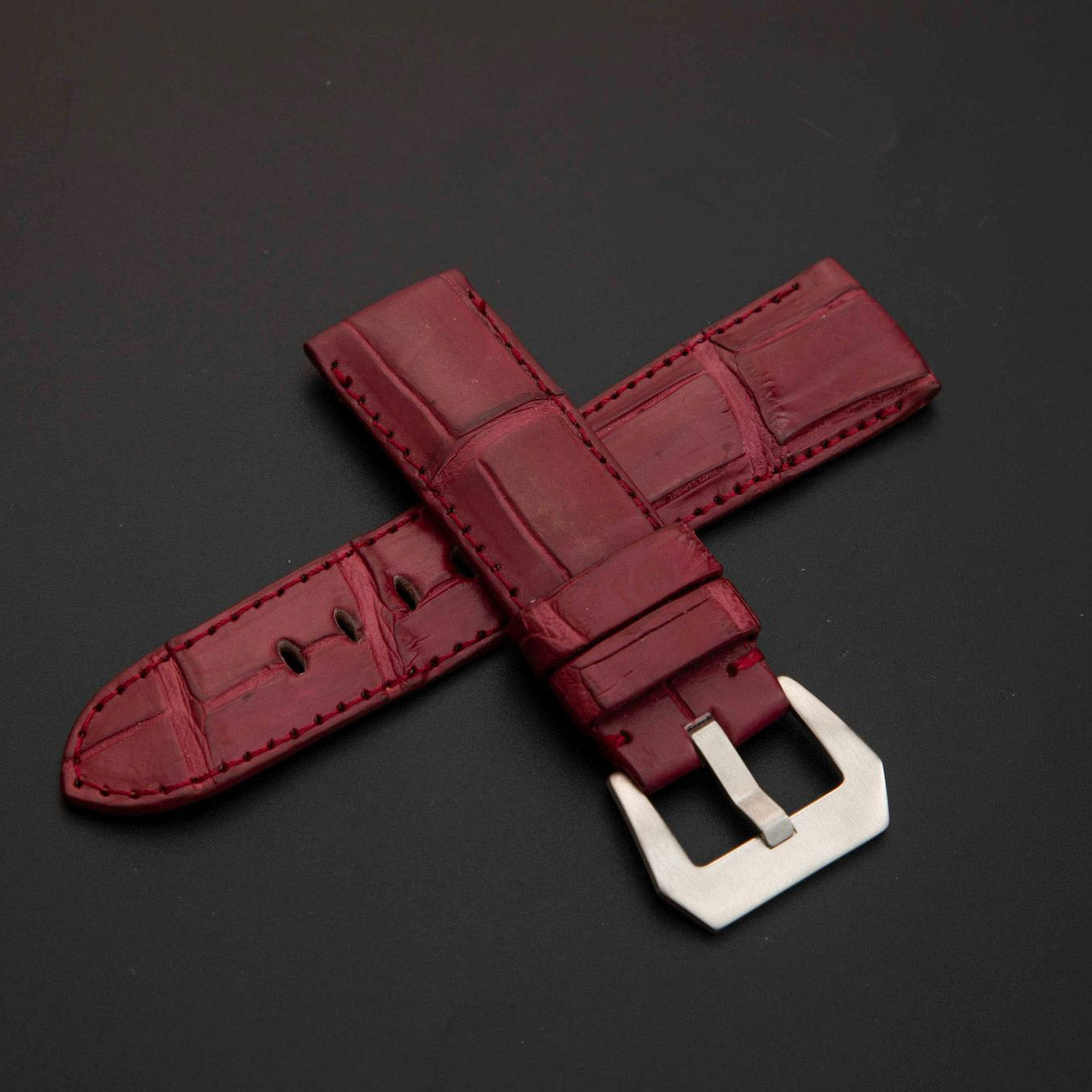 RED CROCODILE BELLY LEATHER STRAP