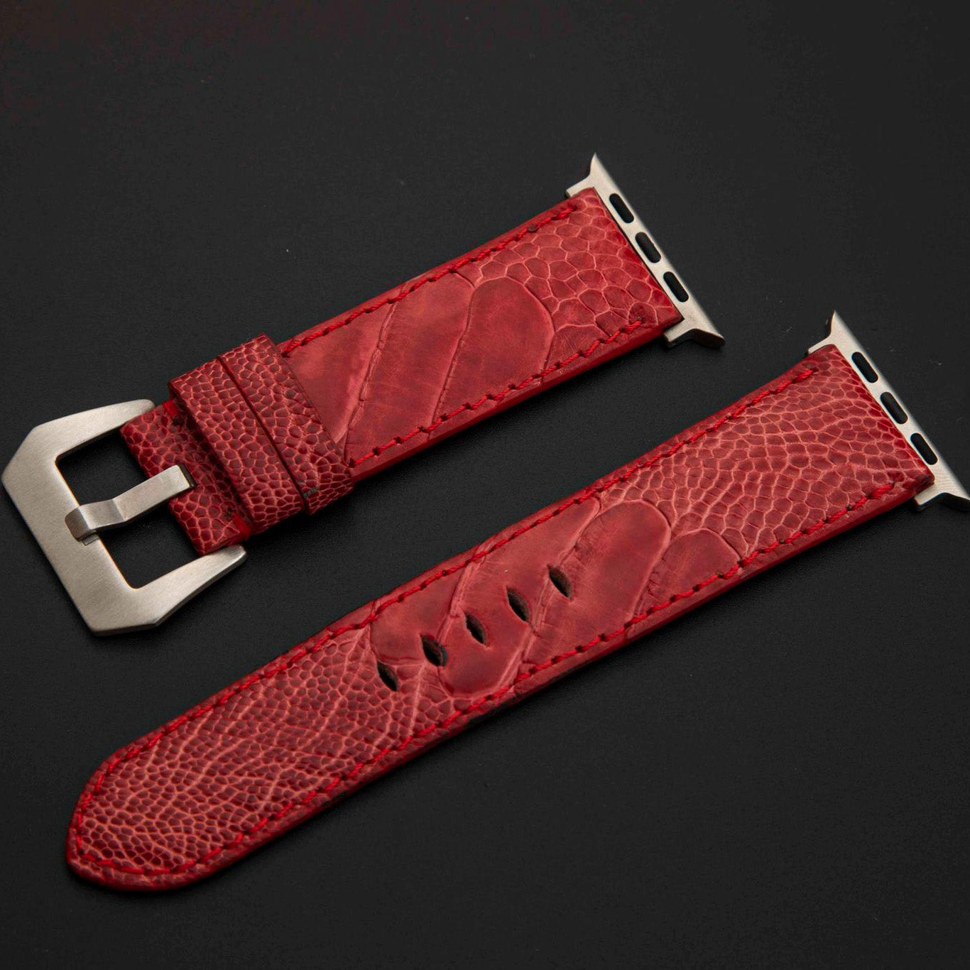 RED OSTRICH LEATHER STRAP