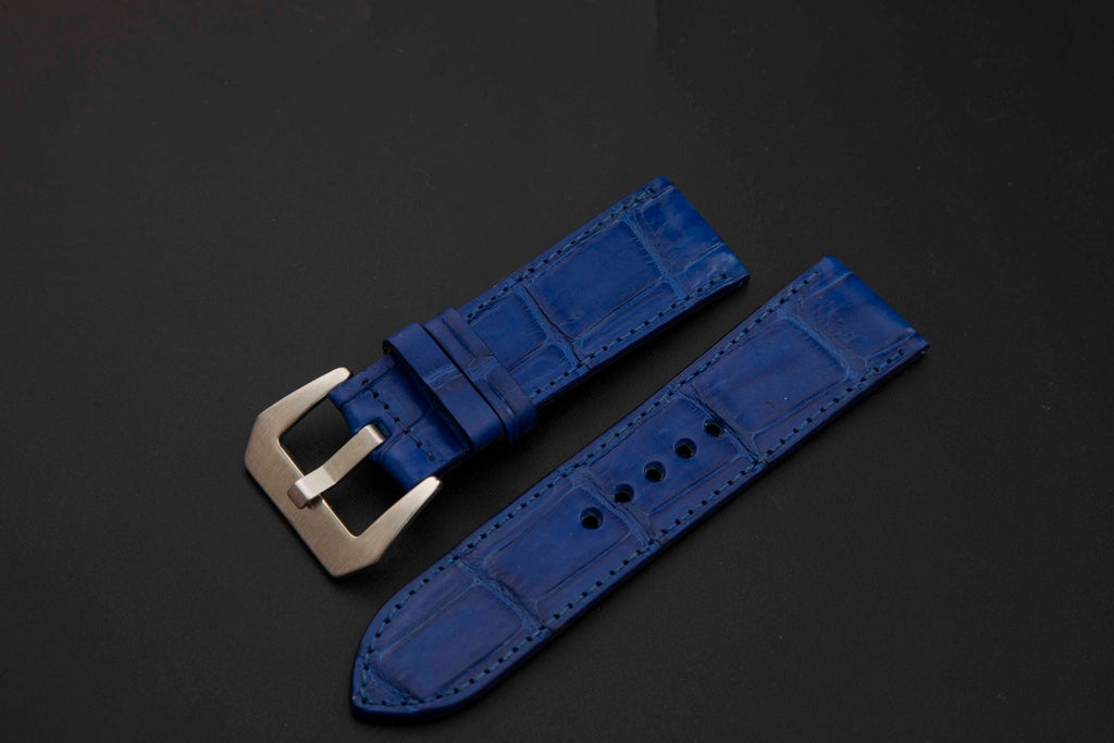 BLUE CROCODILE BELLY LEATHER STRAP