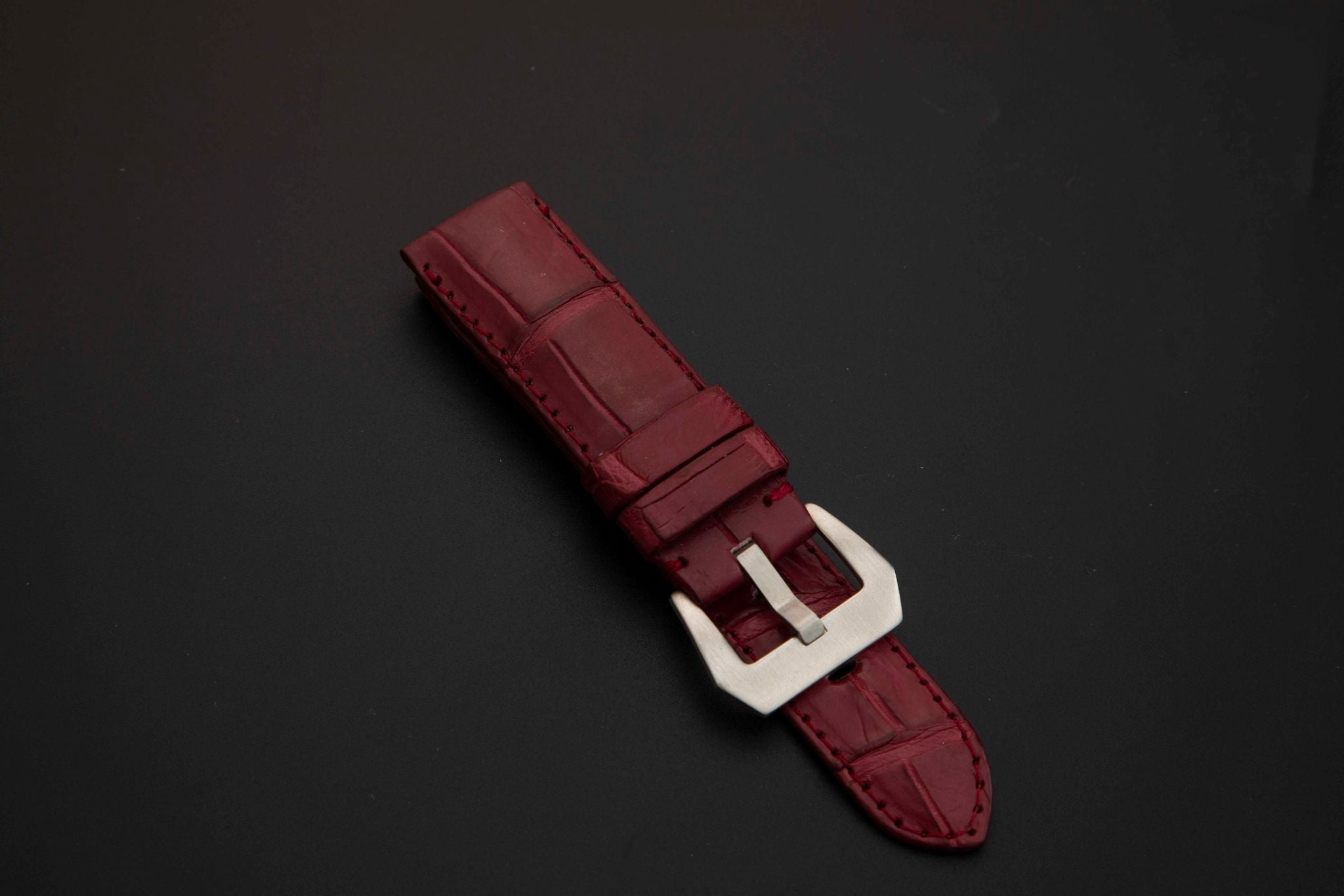 RED CROCODILE BELLY LEATHER STRAP