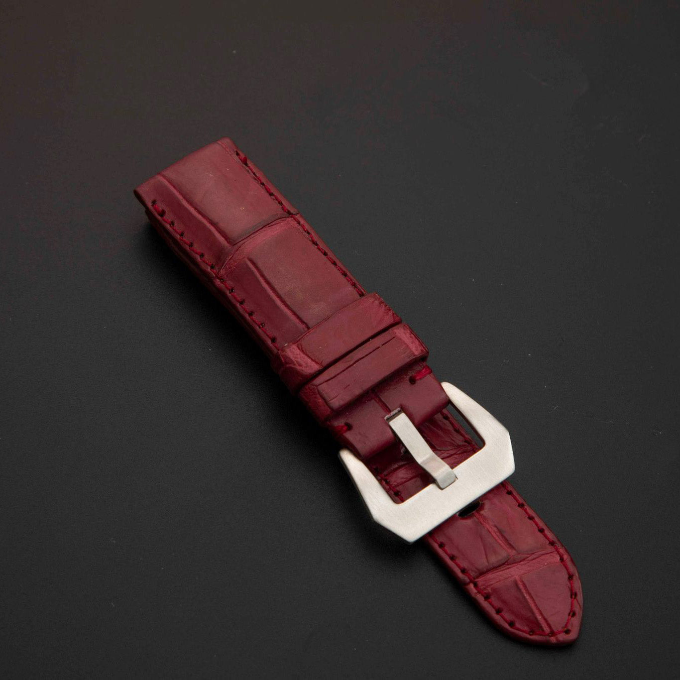 RED CROCODILE BELLY LEATHER STRAP