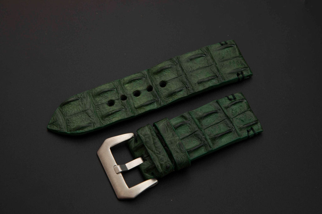 GREEN CROCODILE HORNBACK LEATHER STRAP