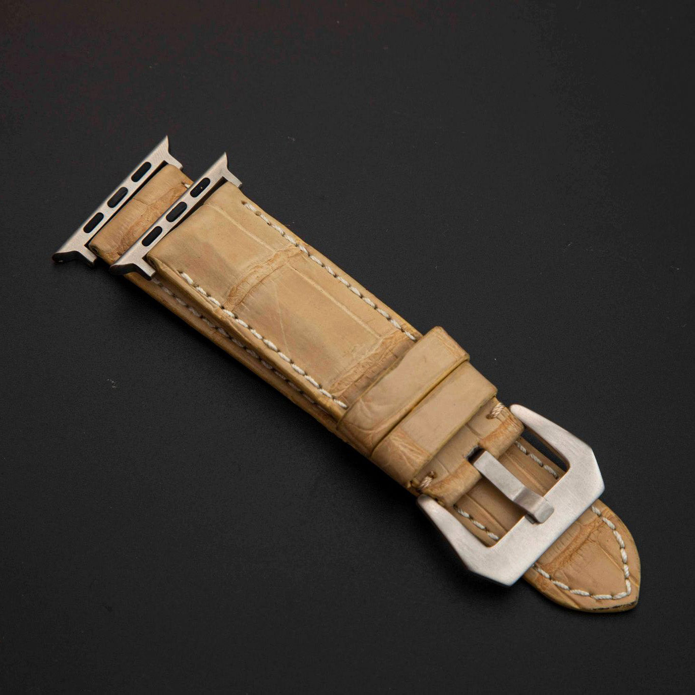 BEIGE CROCODILE BELLY LEATHER STRAP