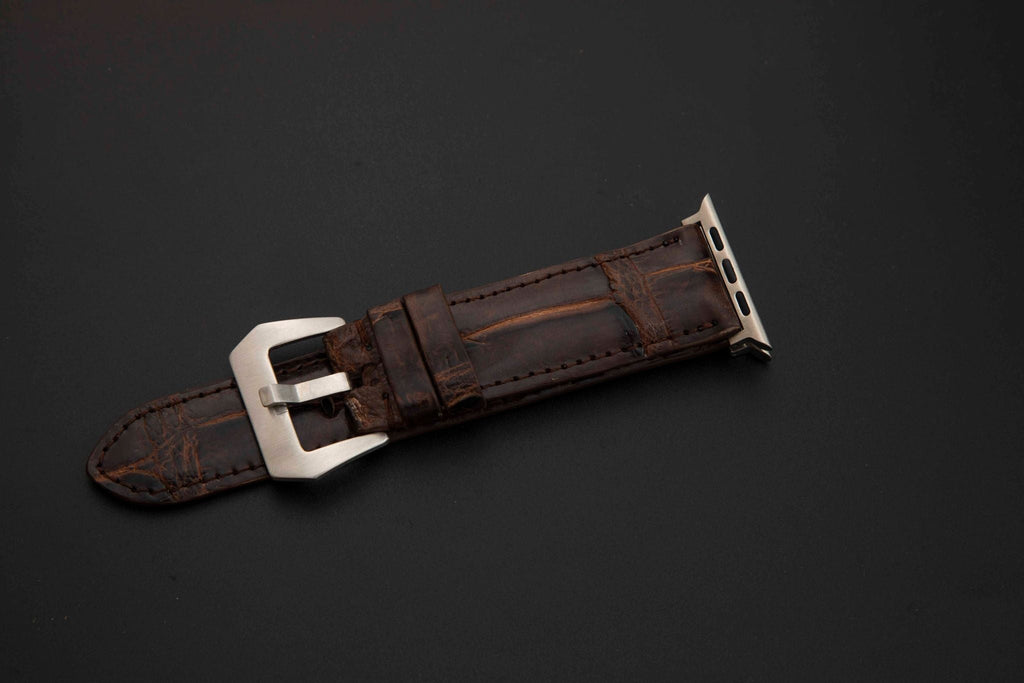 BROWN CROCODILE BELLY LEATHER STRAP