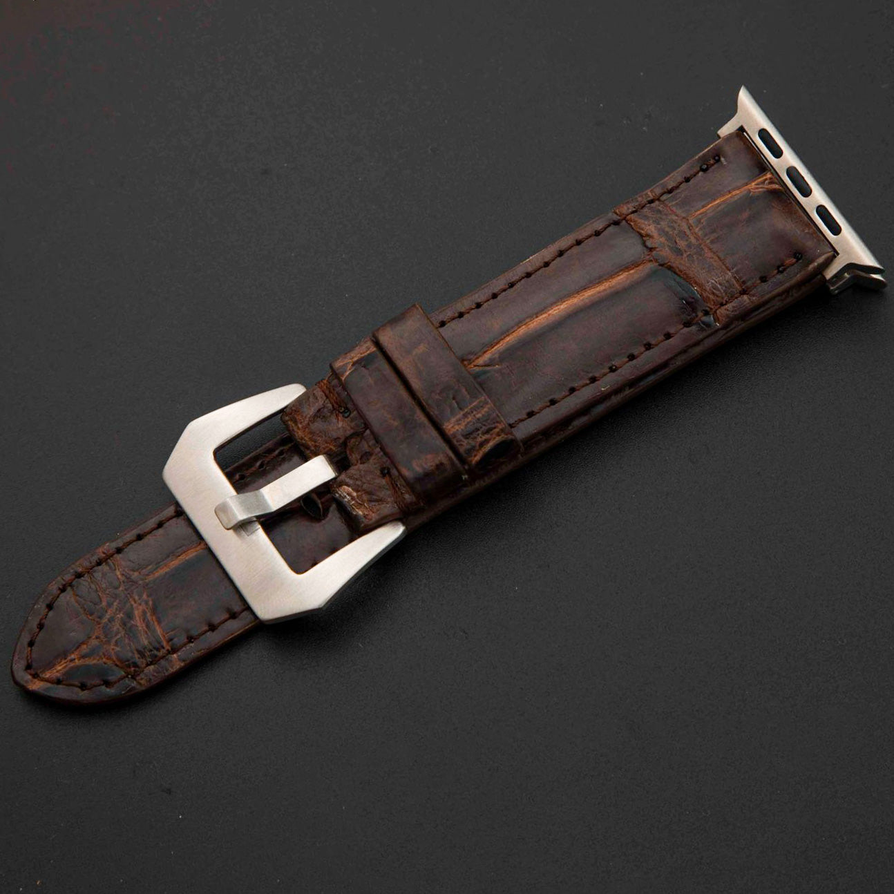 BROWN CROCODILE BELLY LEATHER STRAP