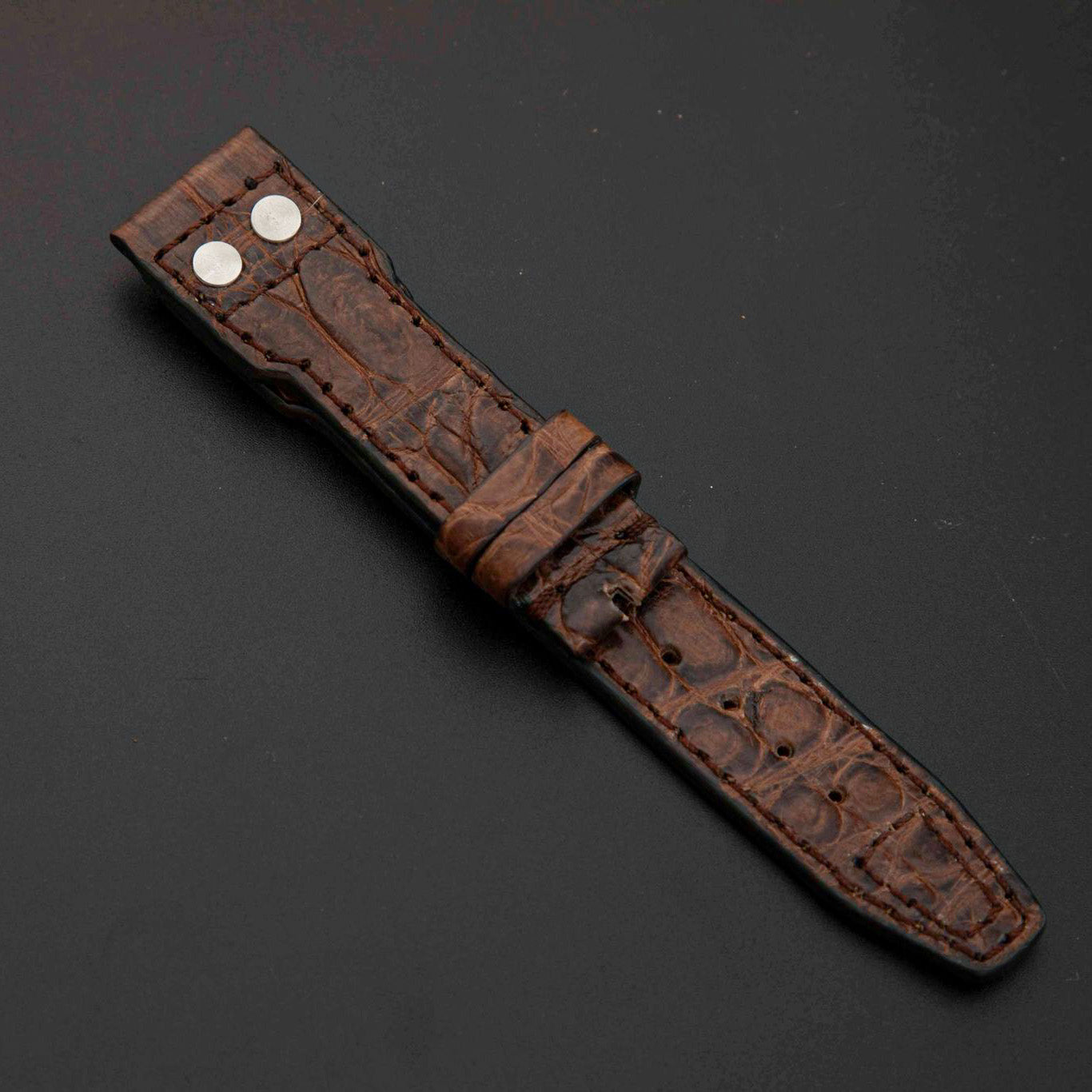 BROWN CROCODILE BELLY LEATHER STRAP