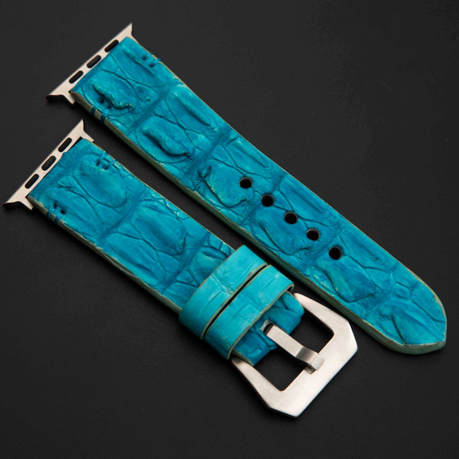 BLUE CROCODILE HORNBACK LEATHER STRAP