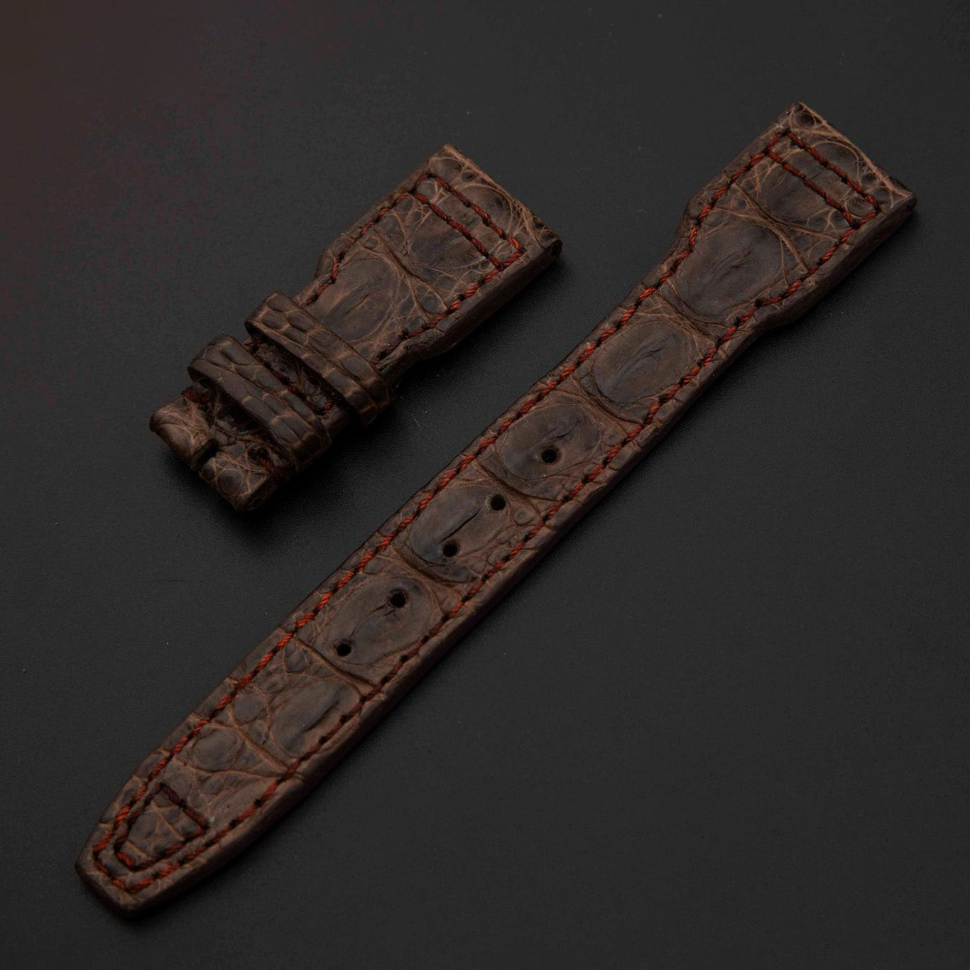 BROWN CROCODILE BELLY LEATHER STRAP