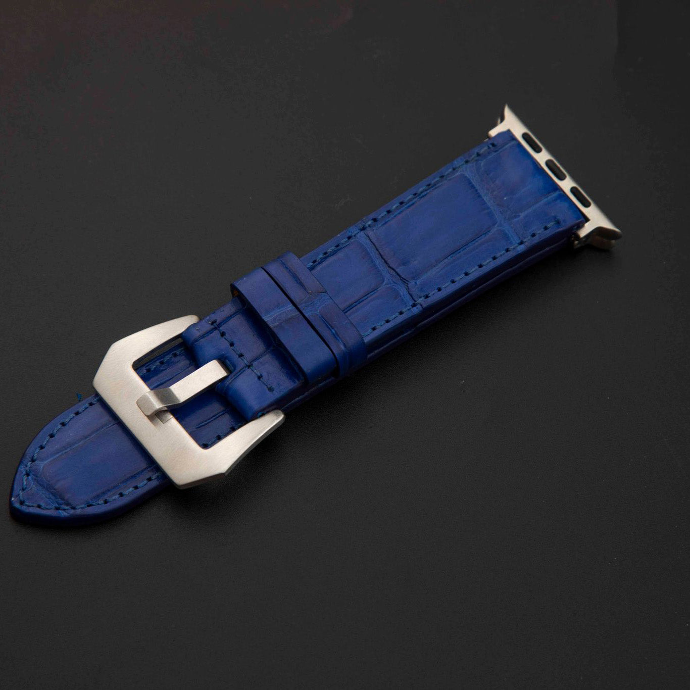BLUE CROCODILE BELLY LEATHER STRAP