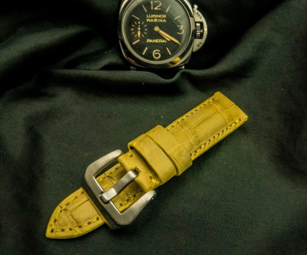 YELLOW CROCODILE BELLY LEATHER STRAP