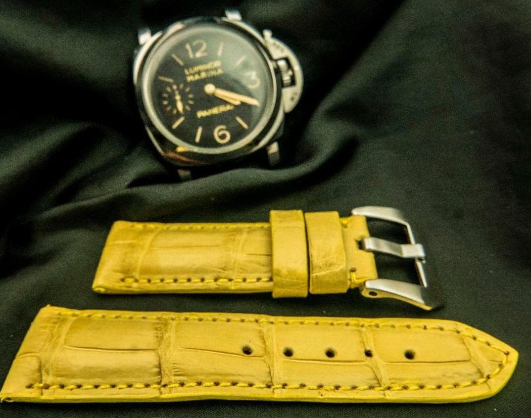 YELLOW CROCODILE BELLY LEATHER STRAP