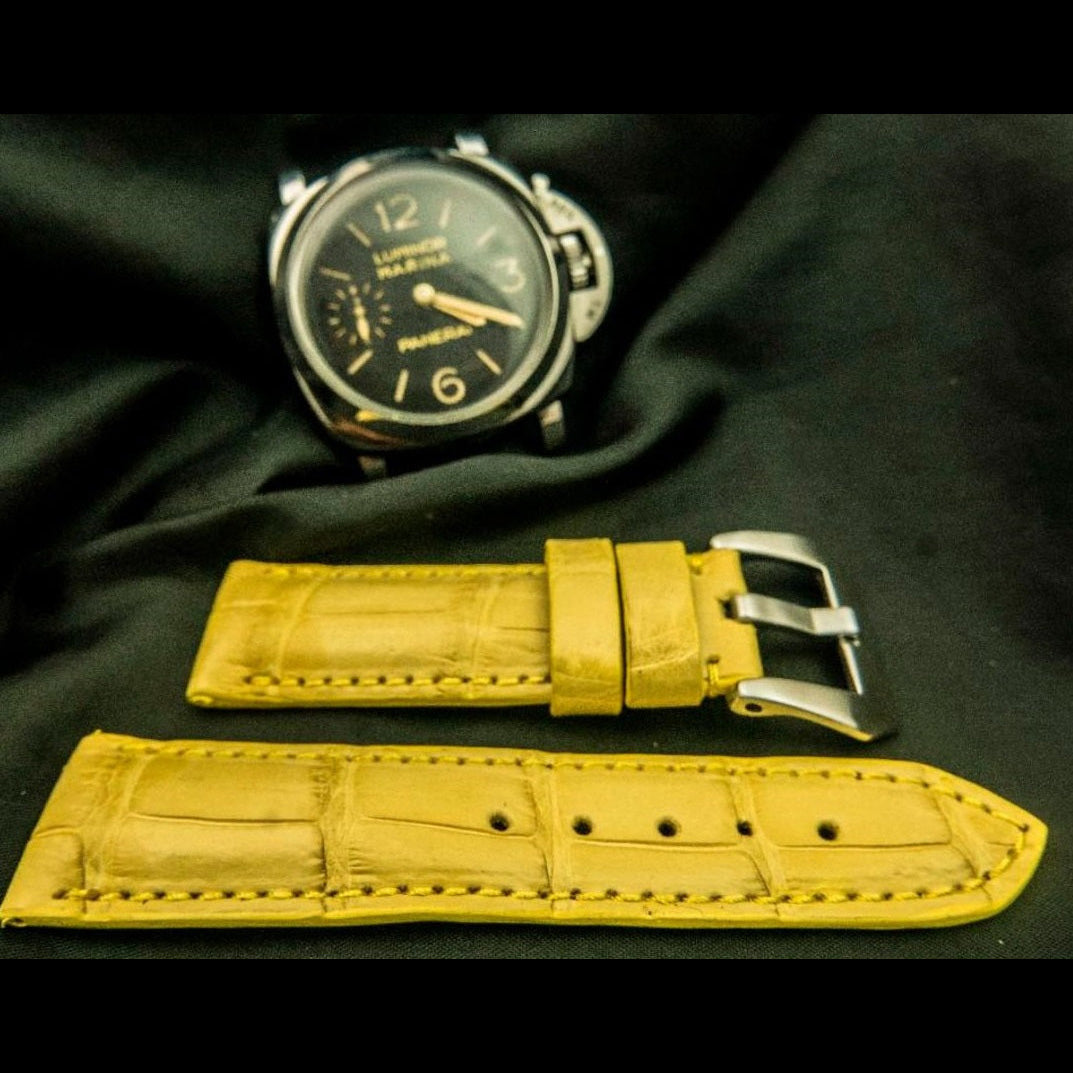 YELLOW CROCODILE BELLY LEATHER STRAP