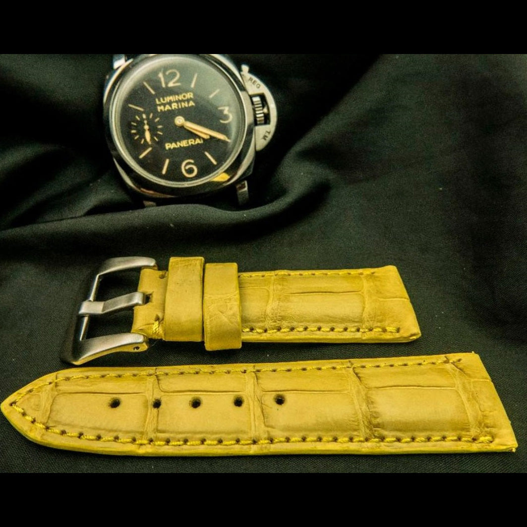 YELLOW CROCODILE BELLY LEATHER STRAP