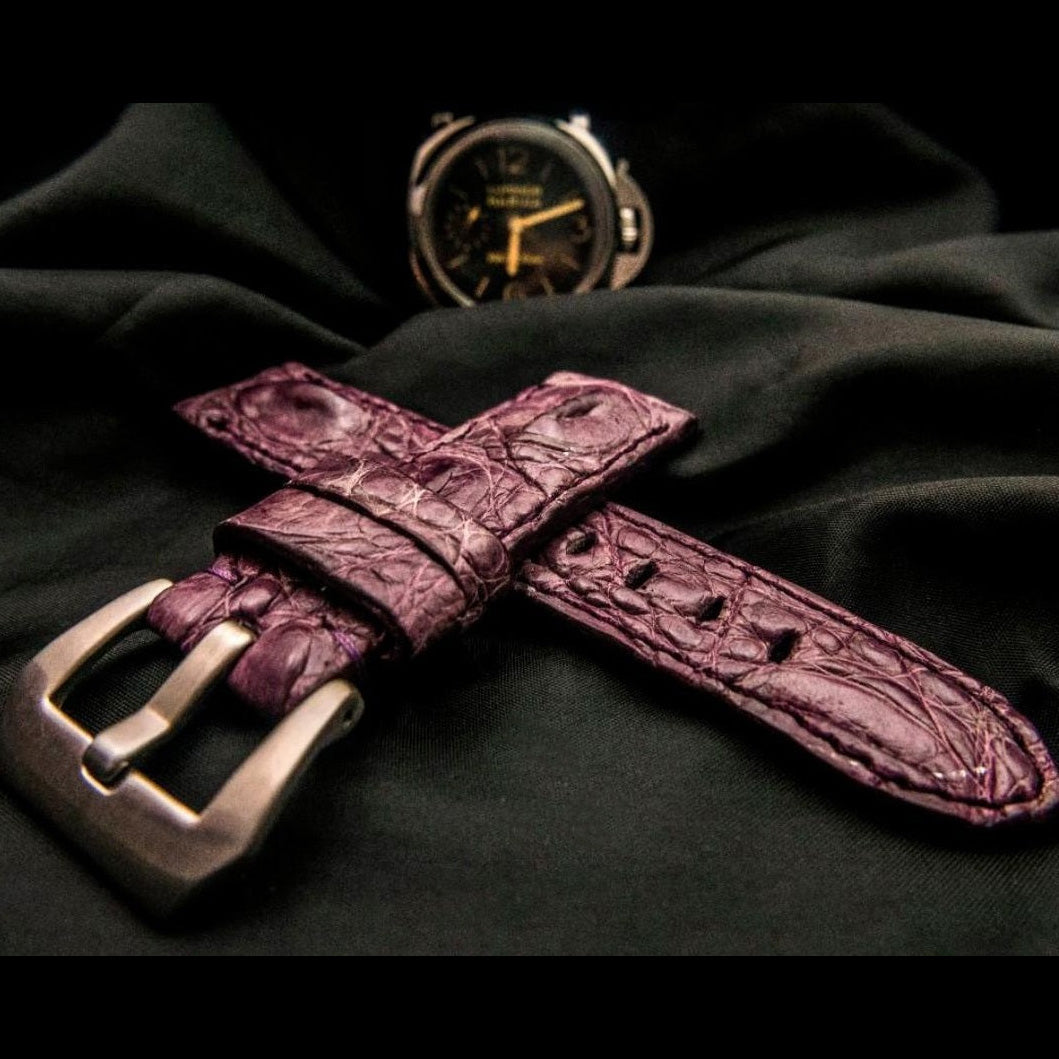 PURPLE CROCODILE HORNBACK LEATHER STRAP