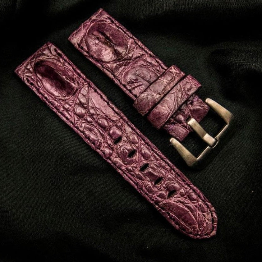 PURPLE CROCODILE HORNBACK LEATHER STRAP
