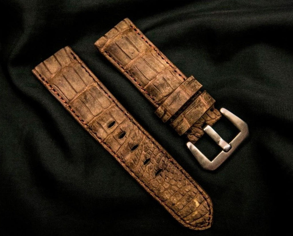BROWN CROCODILE BELLY LEATHER STRAP