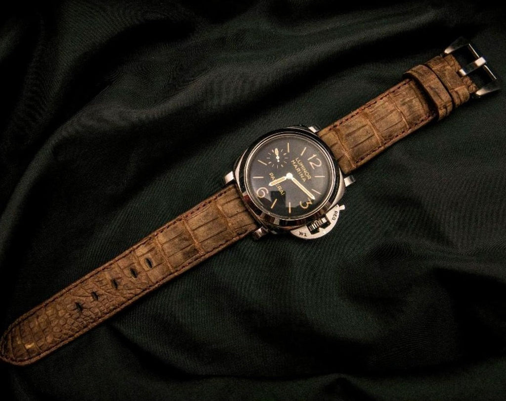 BROWN CROCODILE BELLY LEATHER STRAP