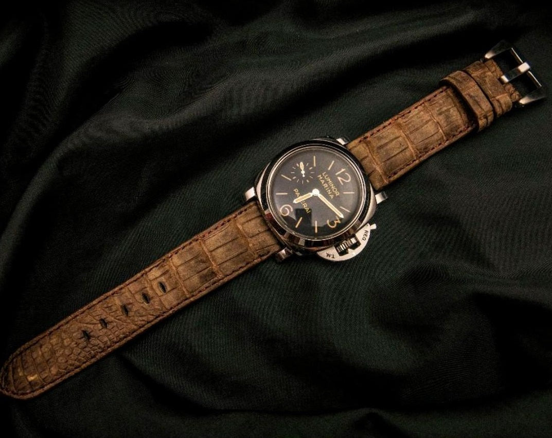 BROWN CROCODILE BELLY LEATHER STRAP