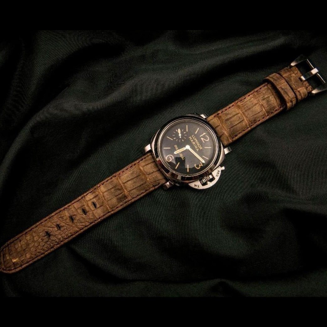 BROWN CROCODILE BELLY LEATHER STRAP