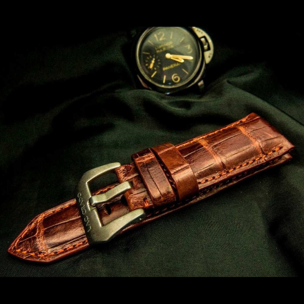 BROWN CROCODILE BELLY LEATHER STRAP