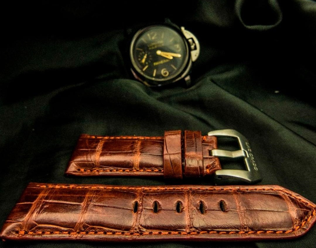 BROWN CROCODILE BELLY LEATHER STRAP