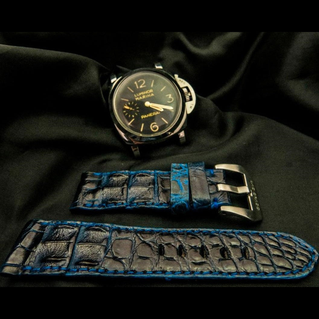 BLACK&BLUE CROCODILE HORNBACK LEATHER STRAP