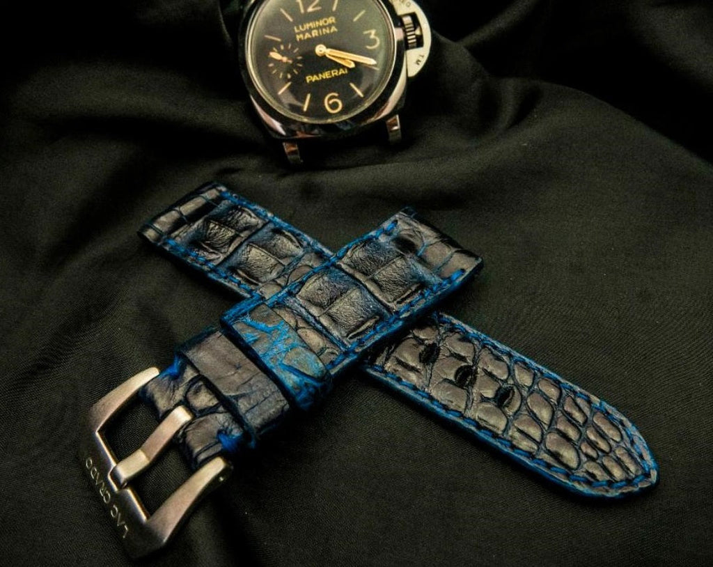 BLACK&BLUE CROCODILE HORNBACK LEATHER STRAP