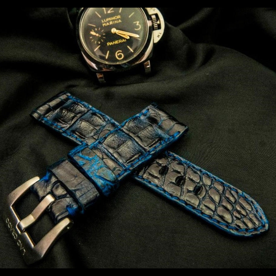 BLACK&BLUE CROCODILE HORNBACK LEATHER STRAP