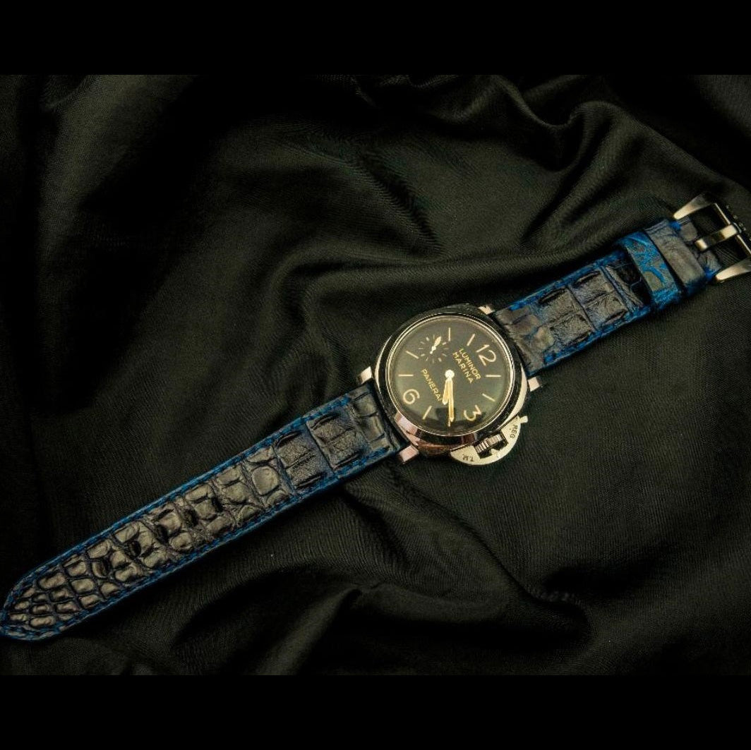 BLACK&BLUE CROCODILE HORNBACK LEATHER STRAP