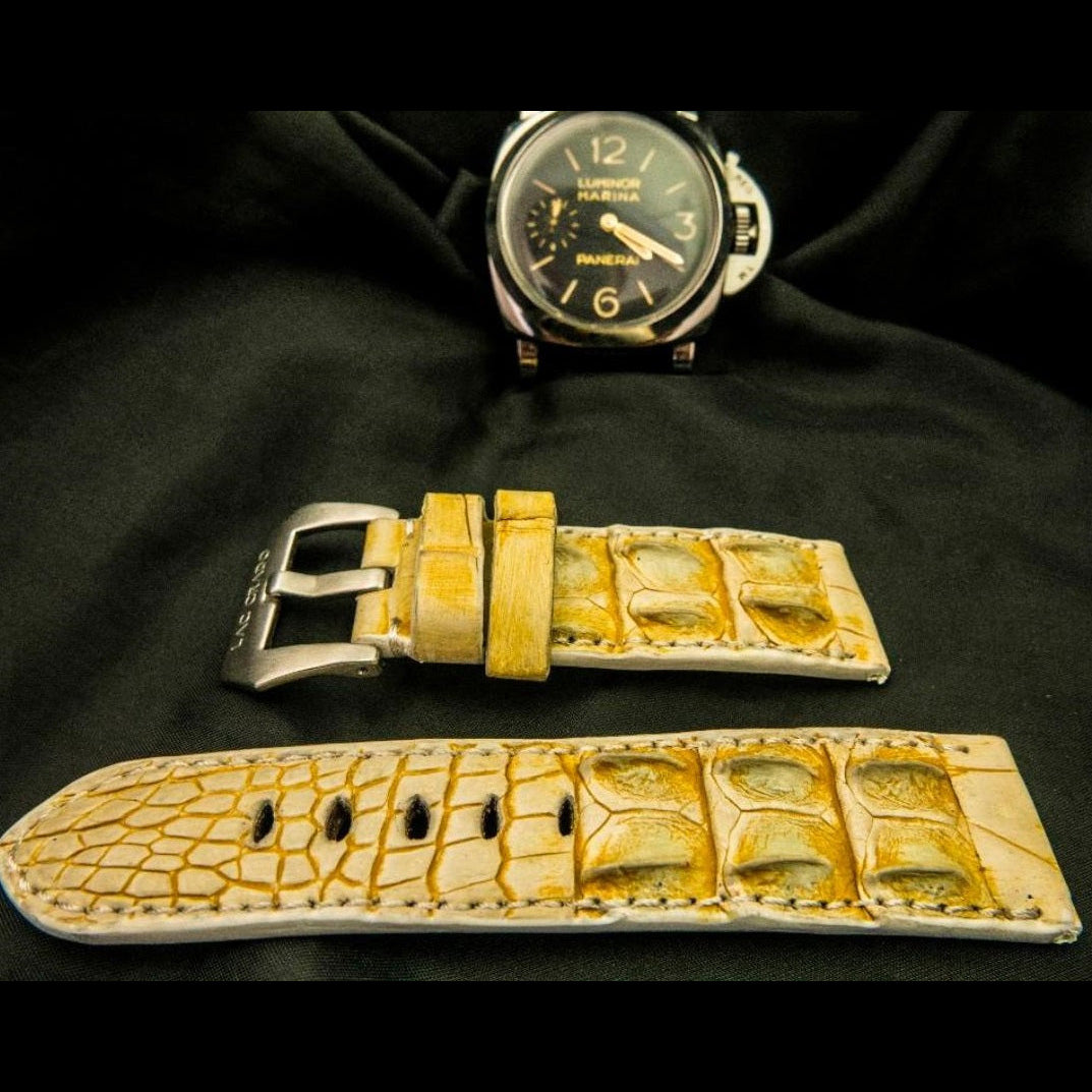 YELLOW CROCODILE HORNBACK LEATHER STRAP