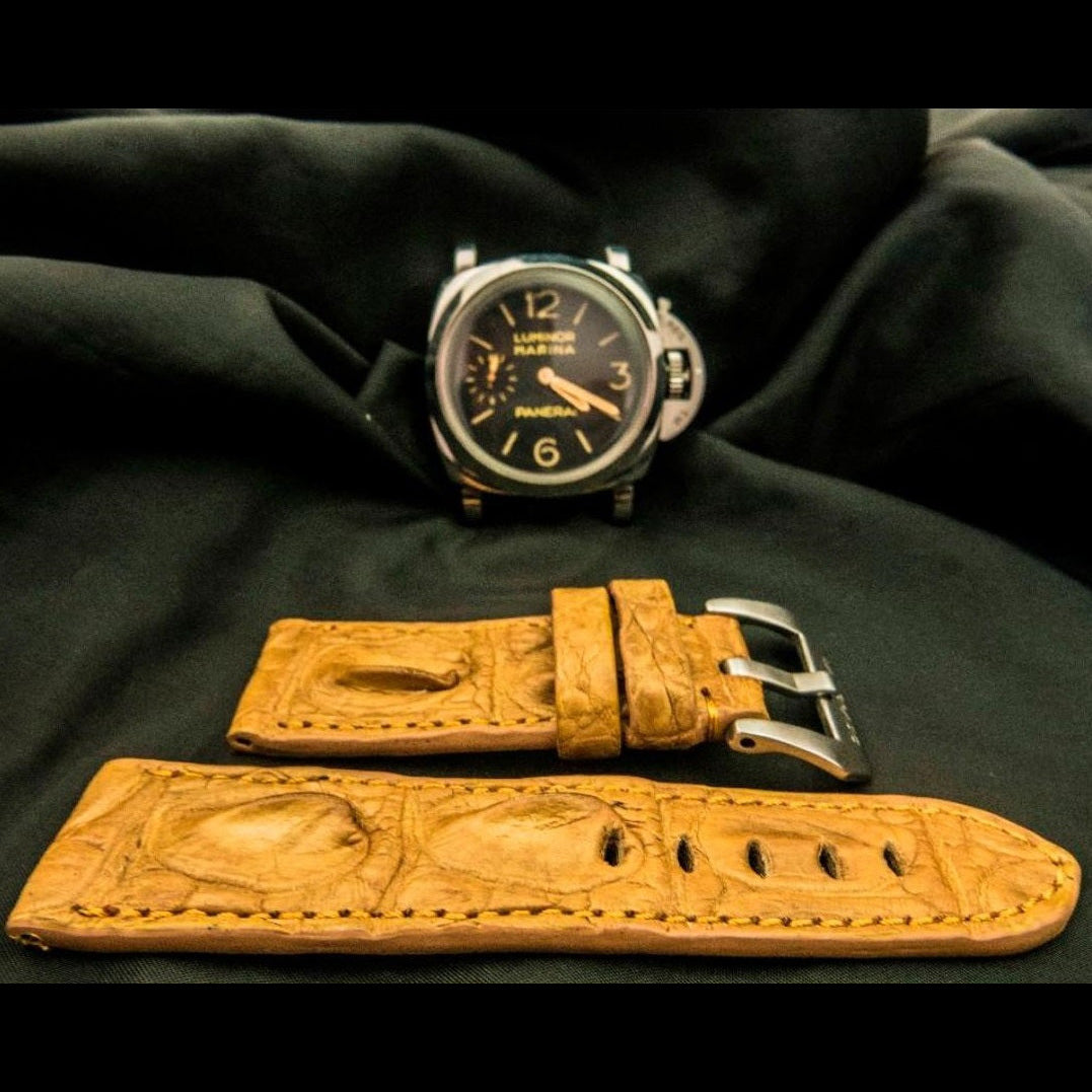 ORANGE CROCODILE HORNBACK LEATHER STRAP