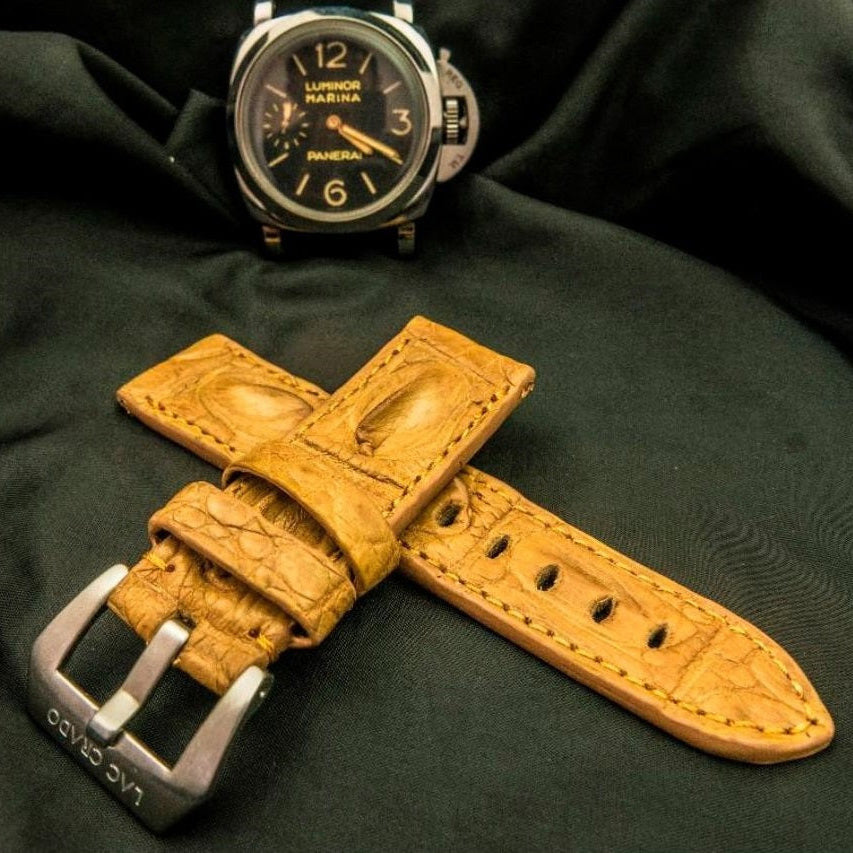 ORANGE CROCODILE HORNBACK LEATHER STRAP